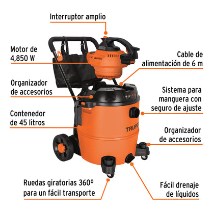 Aspiradora/sopladora de sólidos y líquidos, 16 gal, plástica ASP-16S 101522 MM1