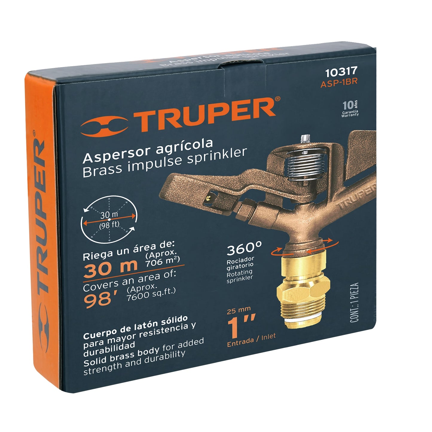 Aspersor agrícola de 1' fundido en latón, Truper ASP-1BR 10317 MM00