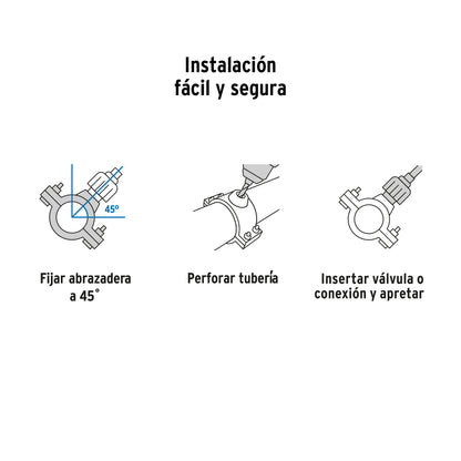 Abrazadera para toma domiciliaria PP 1-1/2' x 1/2', Foset ATD-1 1/2 40711 MM00