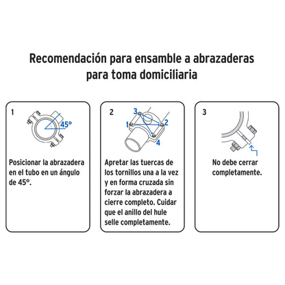 Abrazadera para toma domiciliaria PP 1-1/2' x 1/2', Foset ATD-1 1/2 40711 MM00