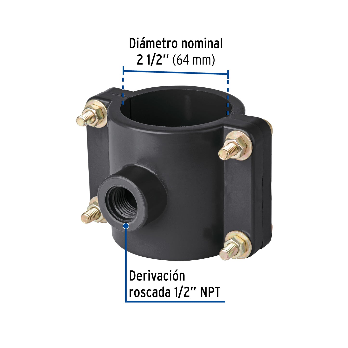 Abrazadera para toma domiciliaria PP 2-1/2' x 1/2', Foset ATD-2 1/2 40713 MM00