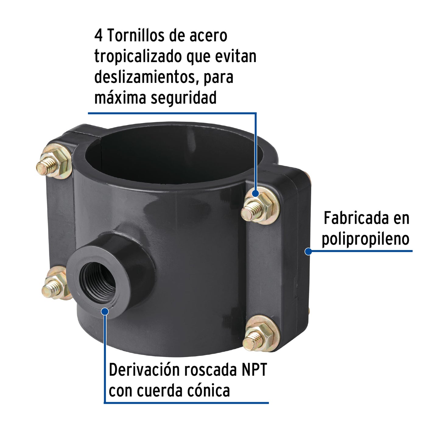 Abrazadera para toma domiciliaria PP 3' x 1/2', Foset ATD-3 40714 MM00