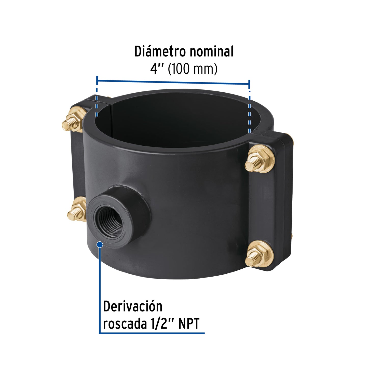 Abrazadera para toma domiciliaria PP 4' x 1/2', Foset ATD-4 40715 MM00