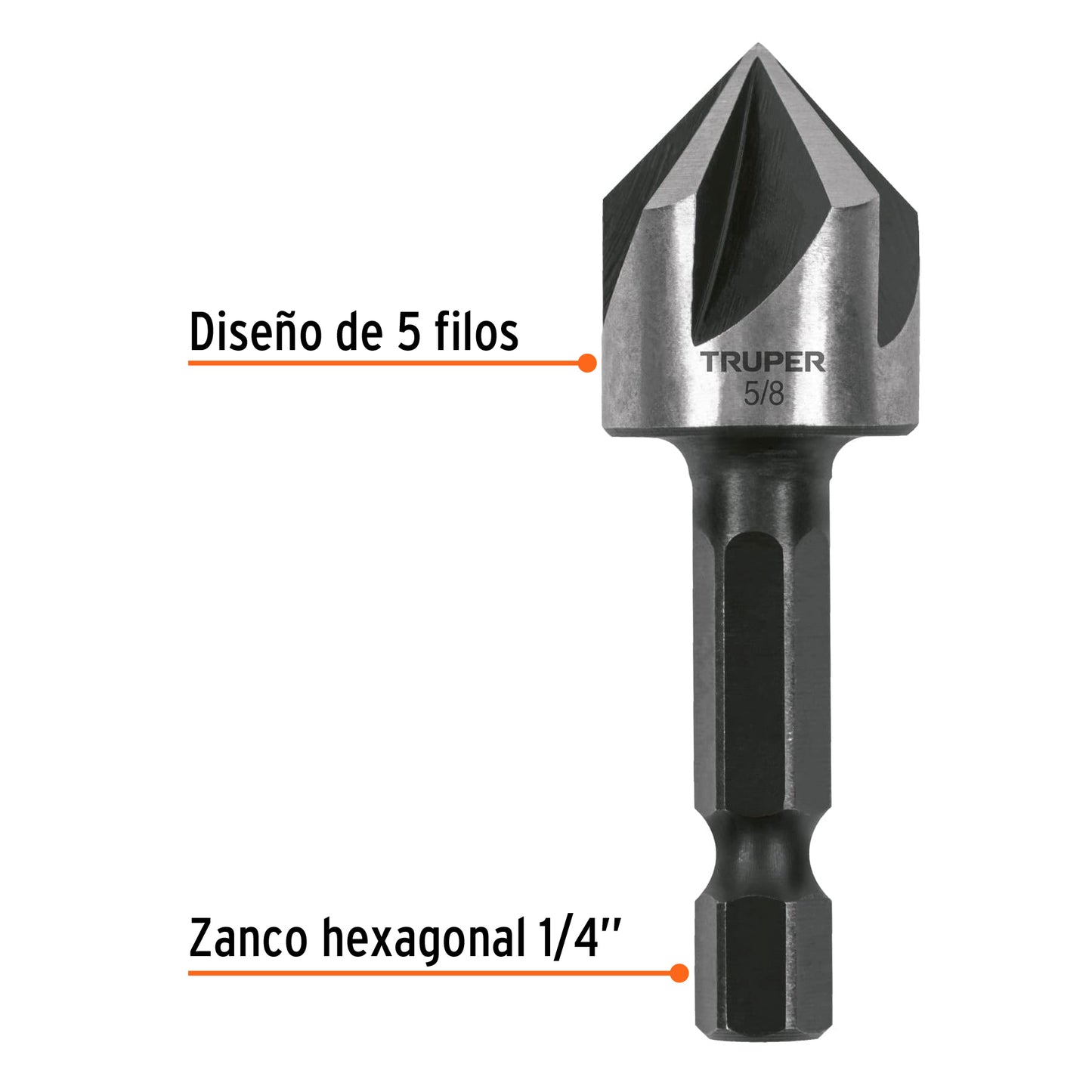 Avellanador HSS cambio rápido 5/8', Truper AV-5/8 102381 MM00