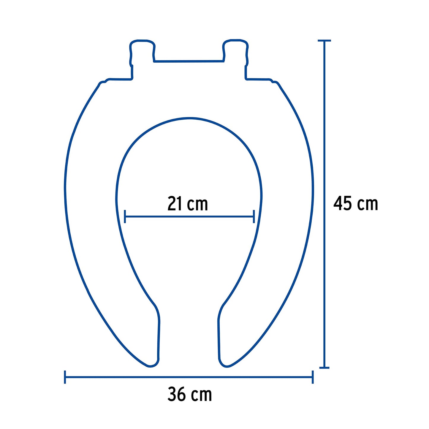 Asiento alargado para WC, abierto, azul, Foset AWC-45Z 47036 MM1