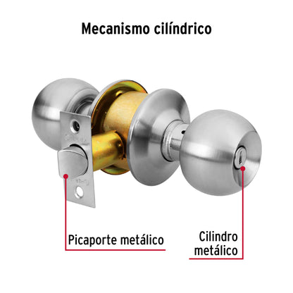 Cerradura esfera cilíndrico, baño, cromo, blíster, Basic BAL-CM-BPB 28056 MM0