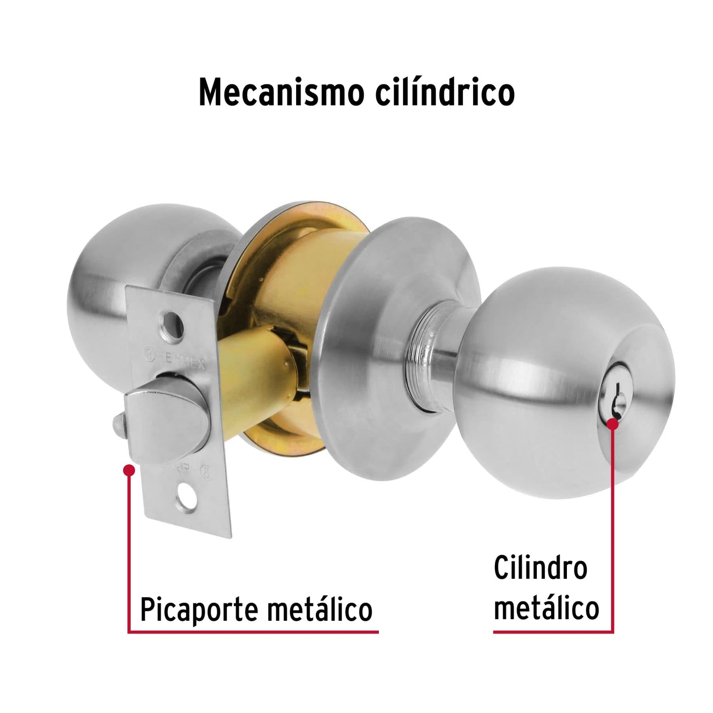 Cerradura tipo esfera, cilíndrico, entrada, cromo, Basic BAL-CM-EP 23562 MM0