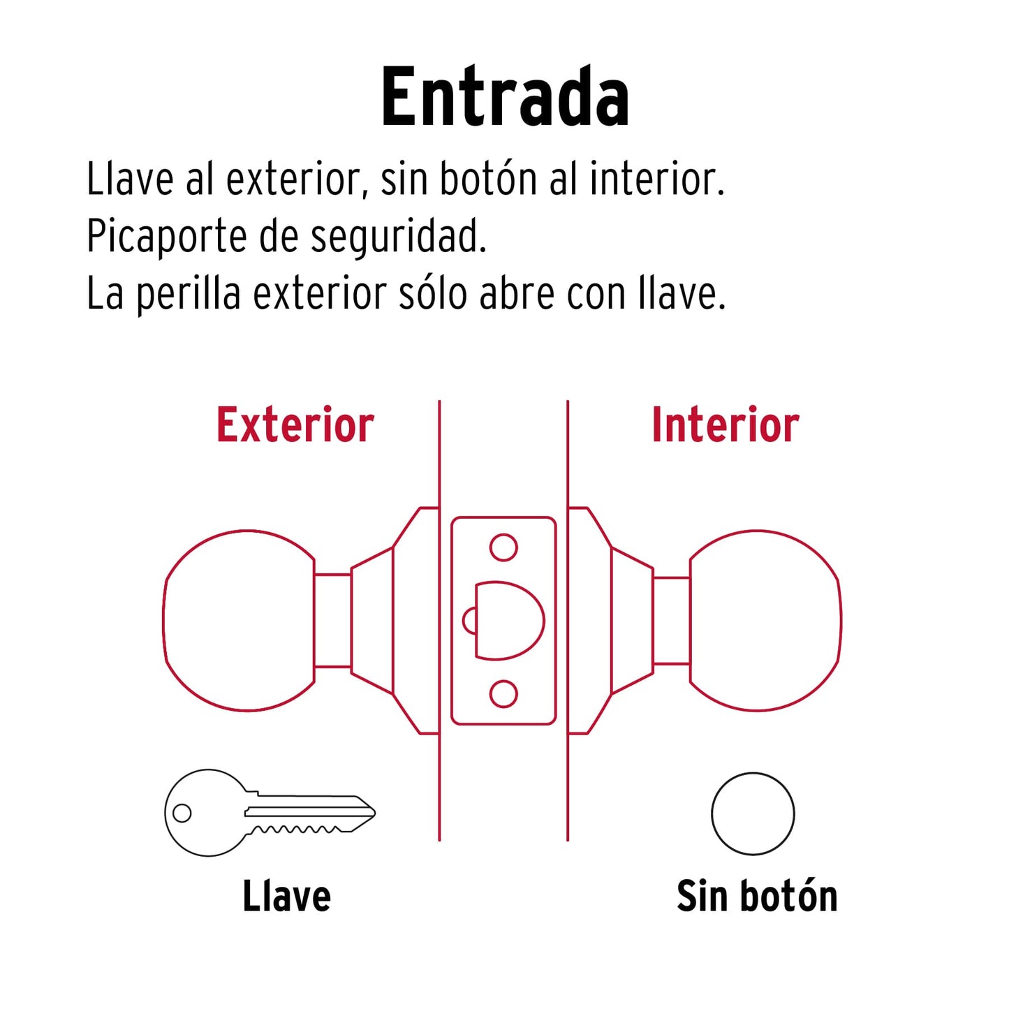 Cerradura tipo esfera, cilíndrico, entrada, cromo, Basic BAL-CM-EP 23562 MM0