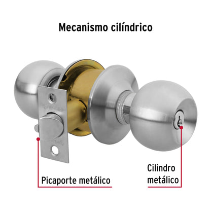 Cerradura tipo esfera, cilíndrico, recámara, cromo, Basic BAL-CM-RP 23565 MM0