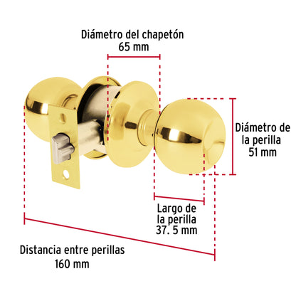 Cerradura tipo esfera, cilíndrico, entrada, brillante, Basic BAL-LB-EP 23560 MM0