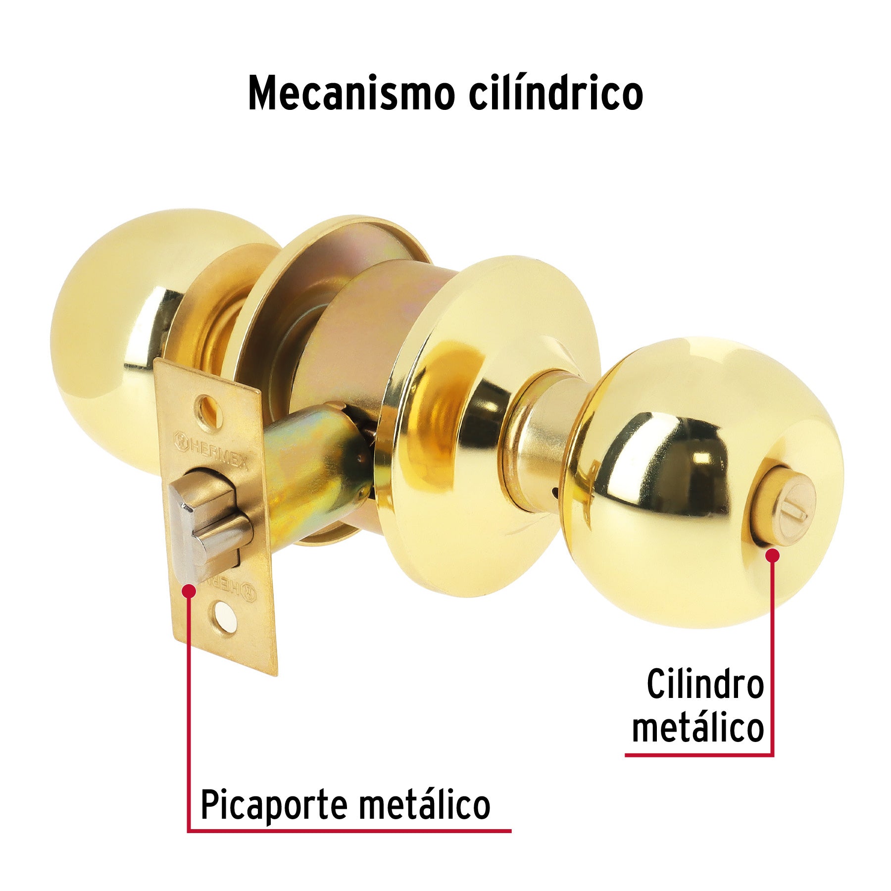 Cerradura tipo esfera cilíndrico, recámara, brillante, Basic BAL-LB-RP 23563 MM0