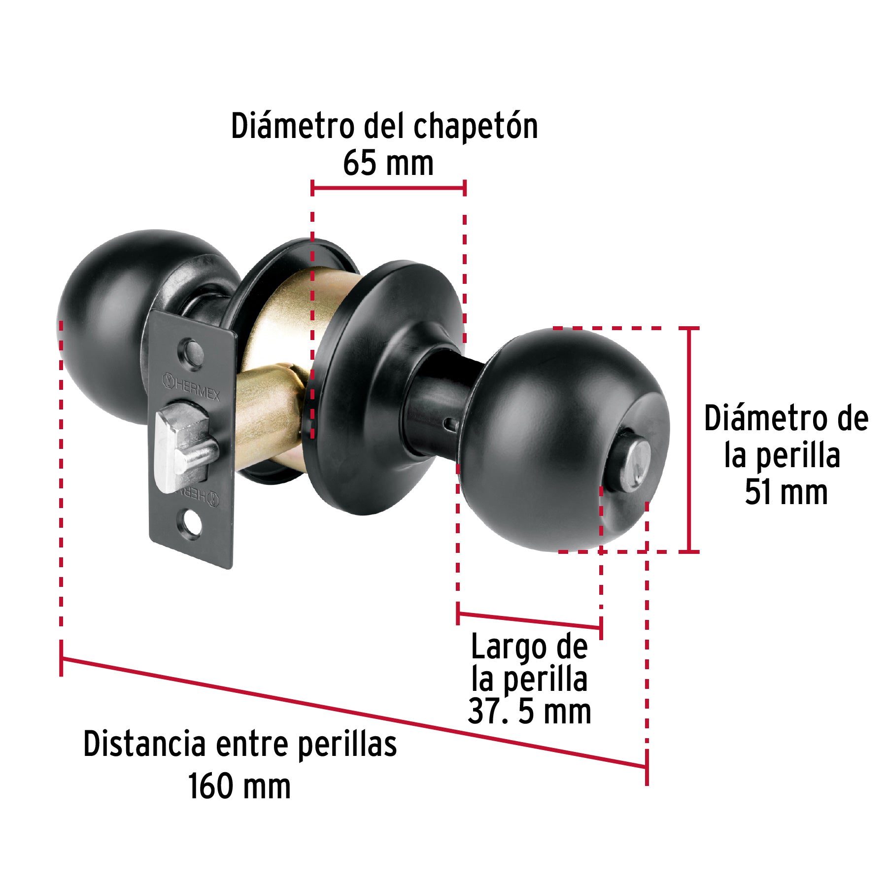 Cerradura esfera, cil, recámara, negro, blíster, Basic BAL-NE-RPB 28141 MM00