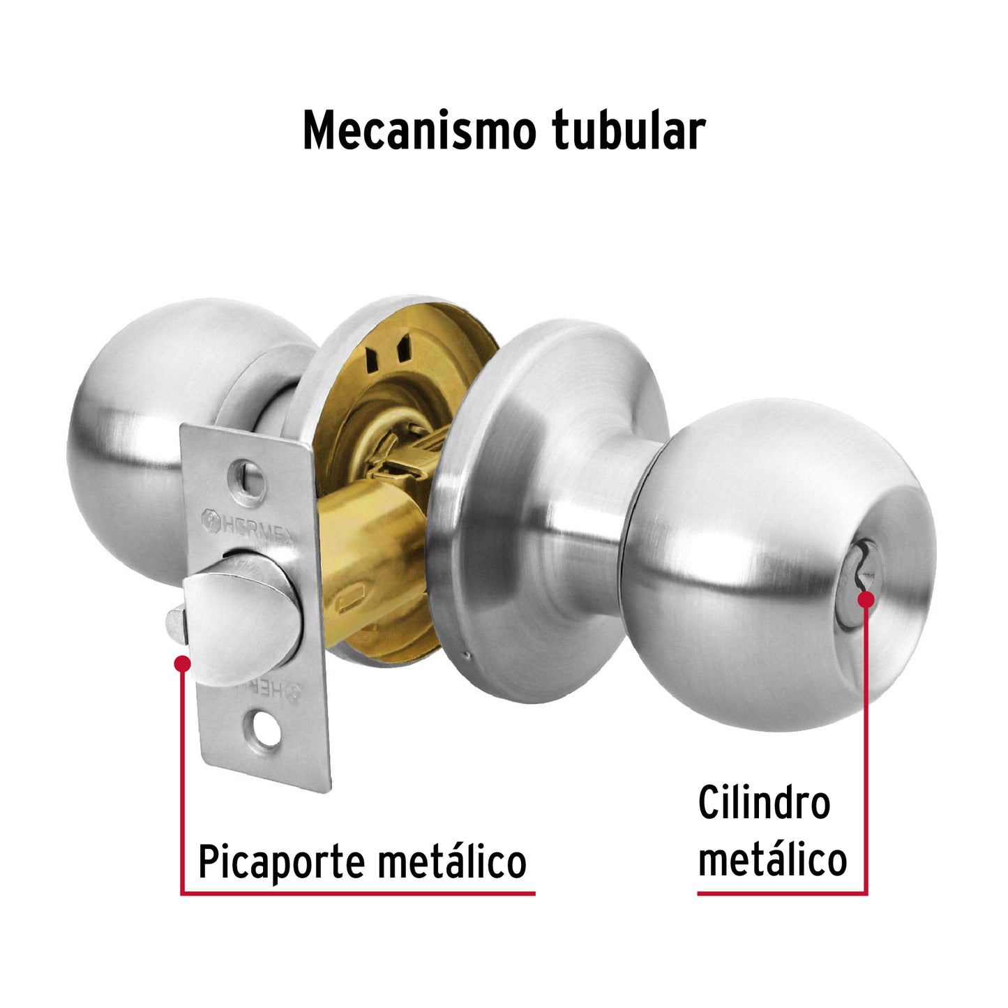 Cerradura tipo esfera, tubular, recámara, cromo, Basic BALT-CM-RP 23660 MM0