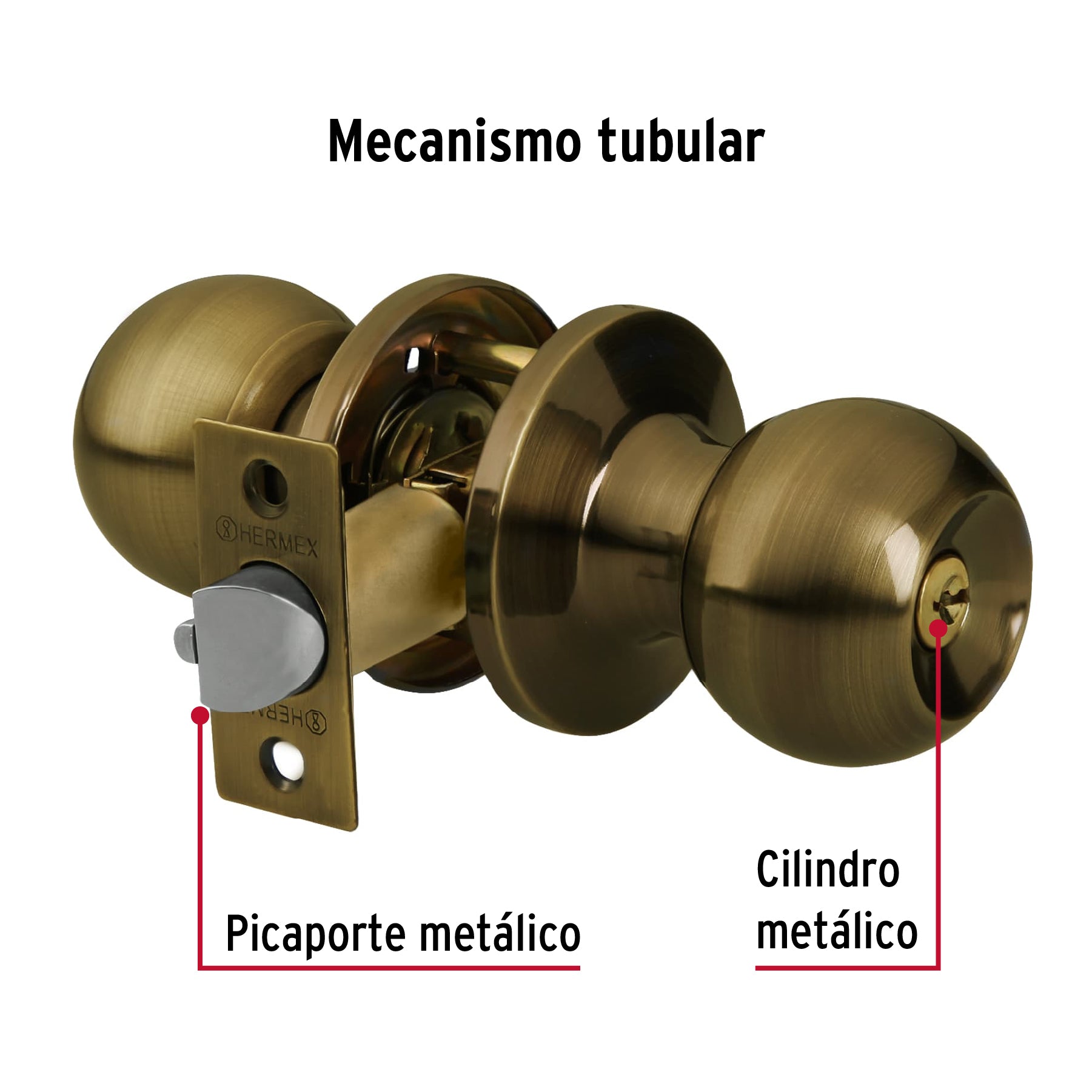 Cerradura tipo esfera, tubular, entrada, antiguo, Basic BALT-LA-EP 23656 MM0