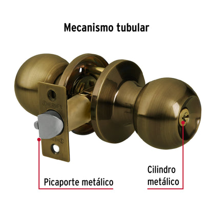 Cerradura tipo esfera, tubular, entrada, antiguo, Basic BALT-LA-EP 23656 MM0