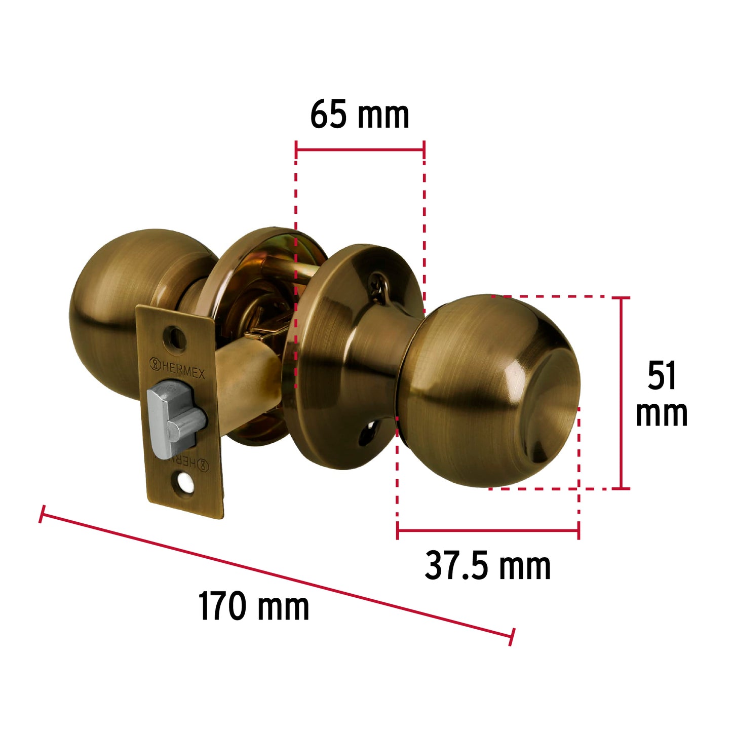 Cerradura tipo esfera, tubular, entrada, antiguo, Basic BALT-LA-EP 23656 MM0