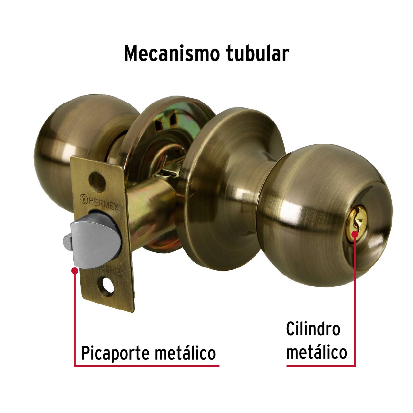 Cerradura tipo esfera, tubular, recámara, antiguo, Basic BALT-LA-RP 23659 MM0