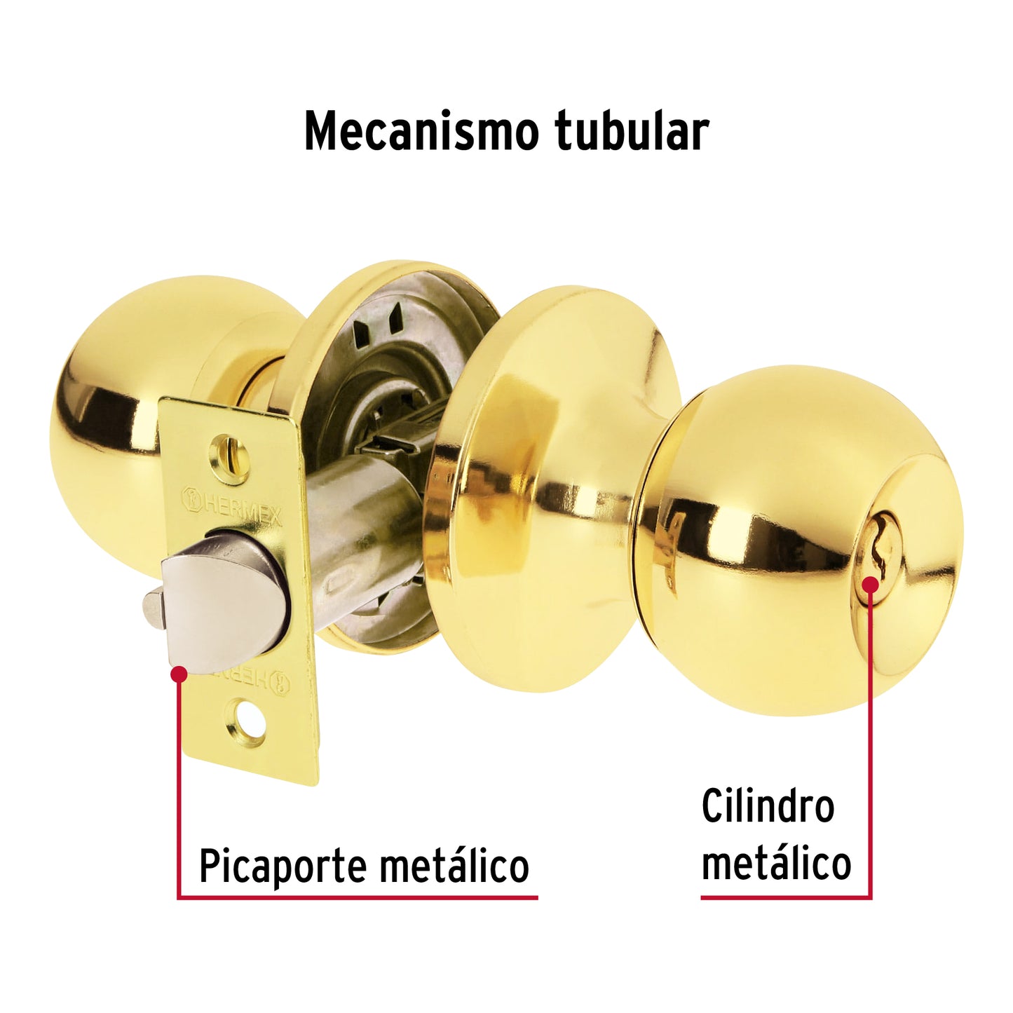 Cerradura tipo esfera, tubular, recámara,brillante, Basic BALT-LB-RP 23658 MM0