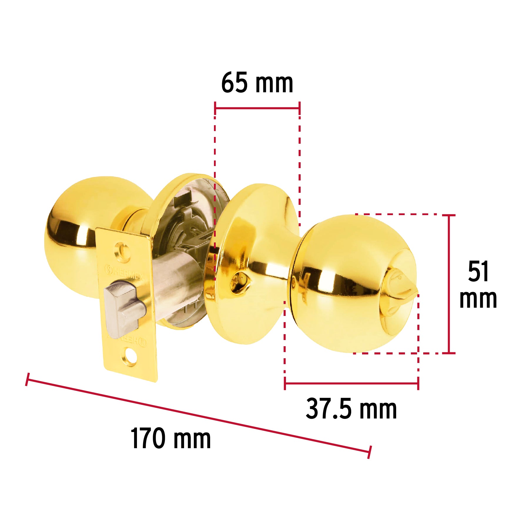 Cerradura tipo esfera, tubular, recámara,brillante, Basic BALT-LB-RP 23658 MM0