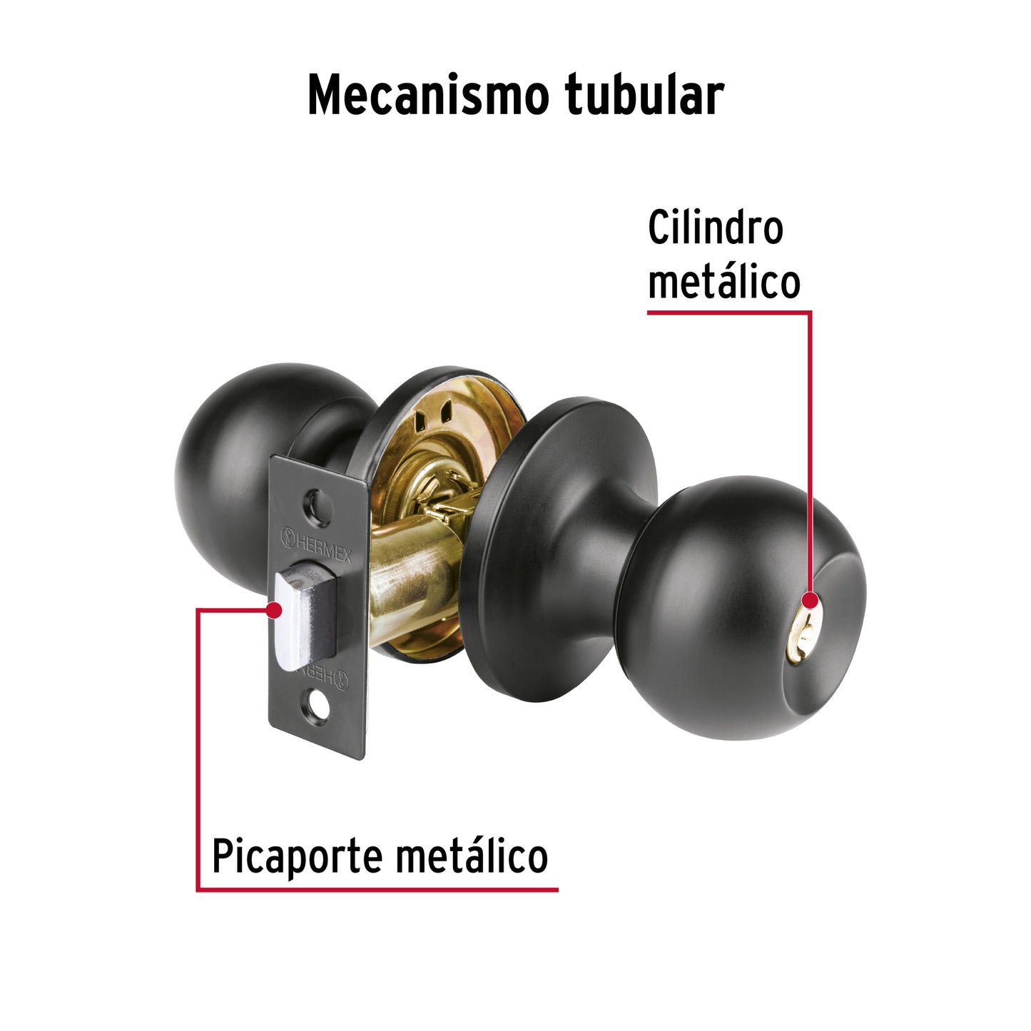 Cerradura esfera tubular, baño, negro, blíster, Basic BALT-NE-BPB 26180 MM00