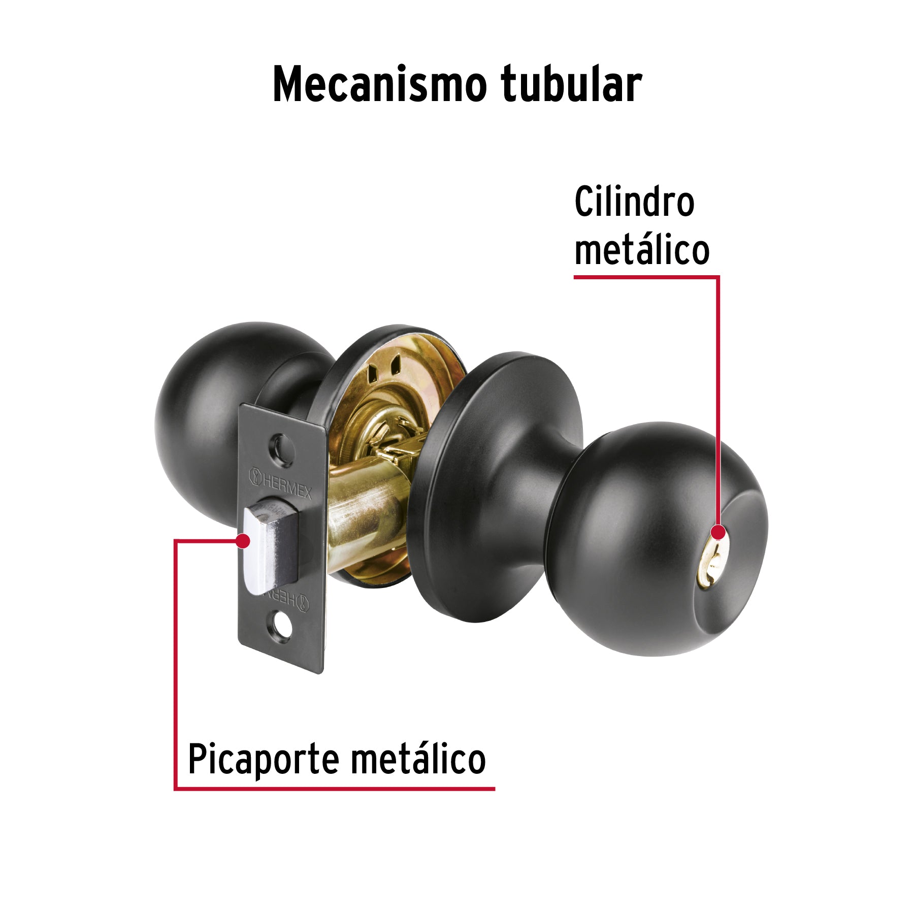 Cerradura esfera tubular, baño, negro, blíster, Basic BALT-NE-BPB 26180 MM00