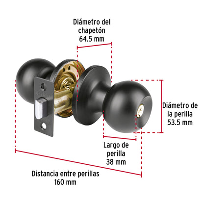 Cerradura esfera tubular, baño, negro, blíster, Basic BALT-NE-BPB 26180 MM00