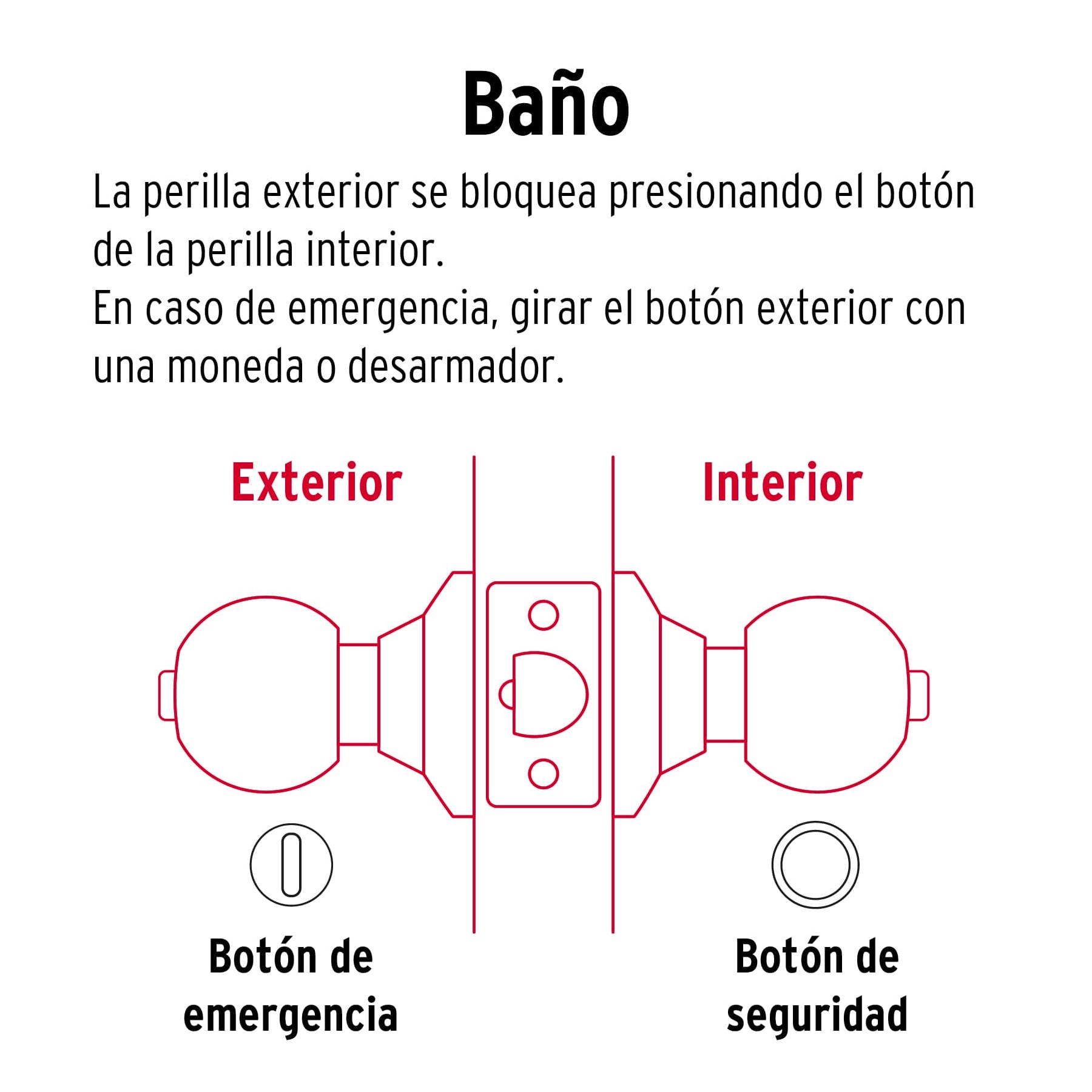 Cerradura esfera tubular, baño, negro, Hermex Basic BALT-NE-BP 26177 MM00