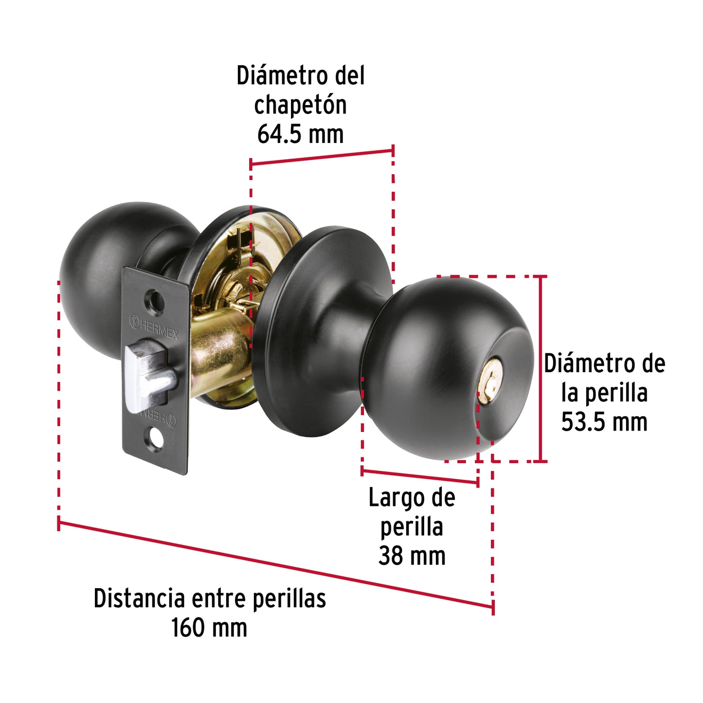 Cerradura esfera tubular, entrada, negro, blíster, Basic BALT-NE-EPB 26178 MM00