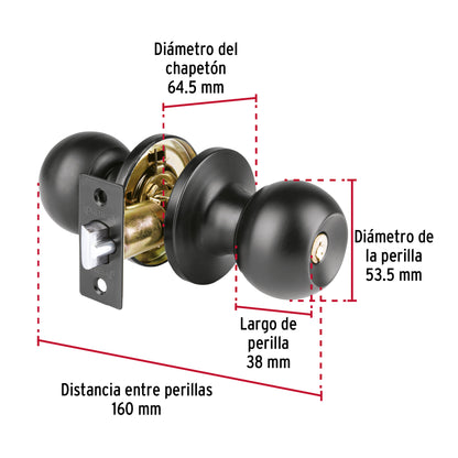 Cerradura esfera tubular, entrada, negro, blíster, Basic BALT-NE-EPB 26178 MM00