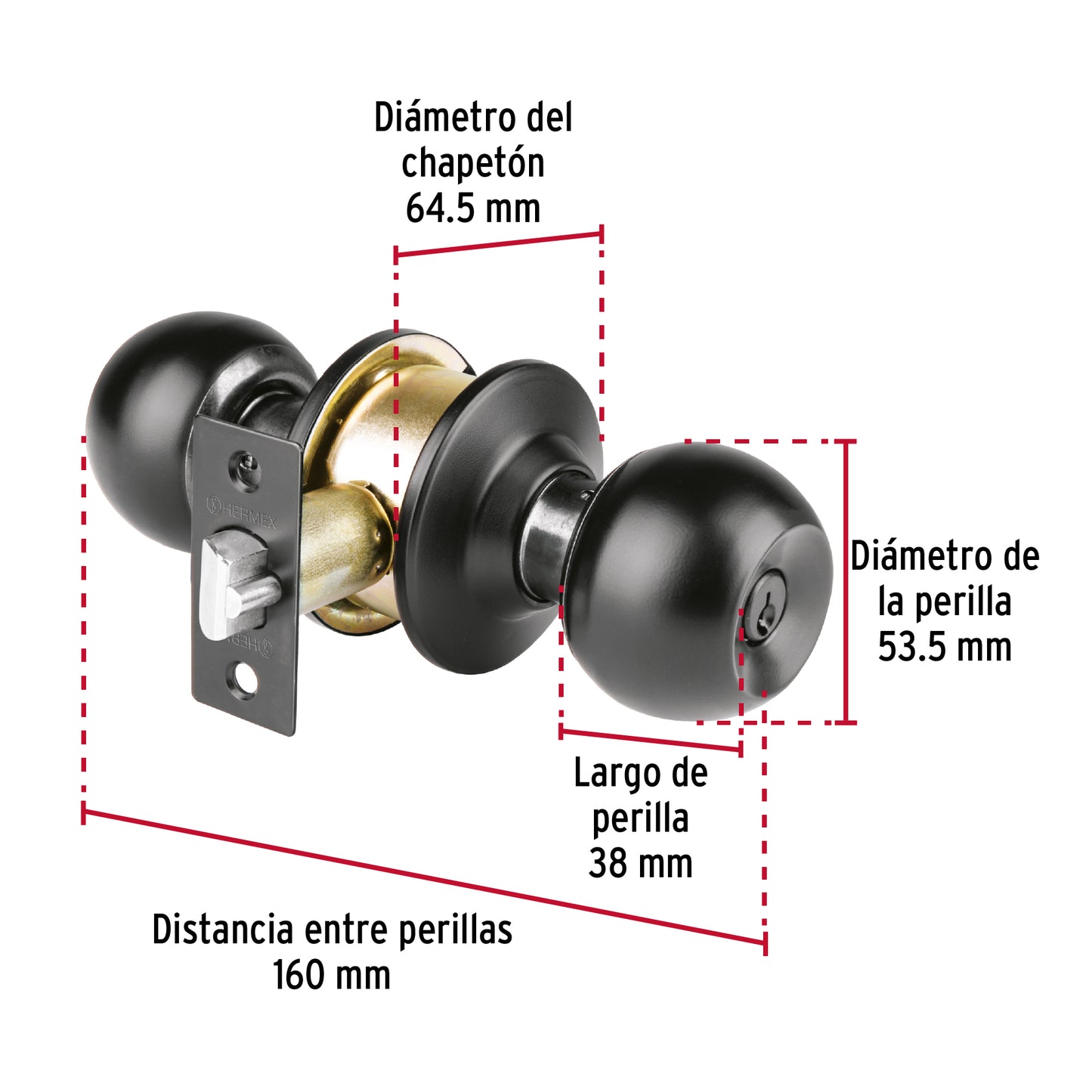 Cerradura esfera tubular, recámara, negro, blíster, Basic BALT-NE-RPB 26179 MM00