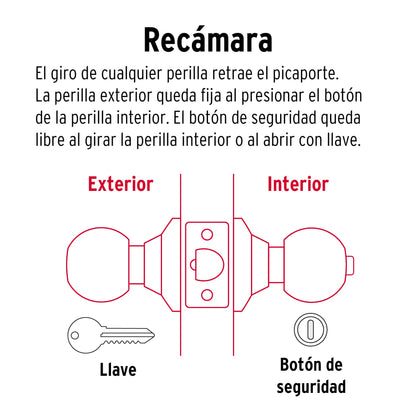 Cerradura esfera tubular, recámara, negro, Hermex Basic BALT-NE-RP 26176 MM00