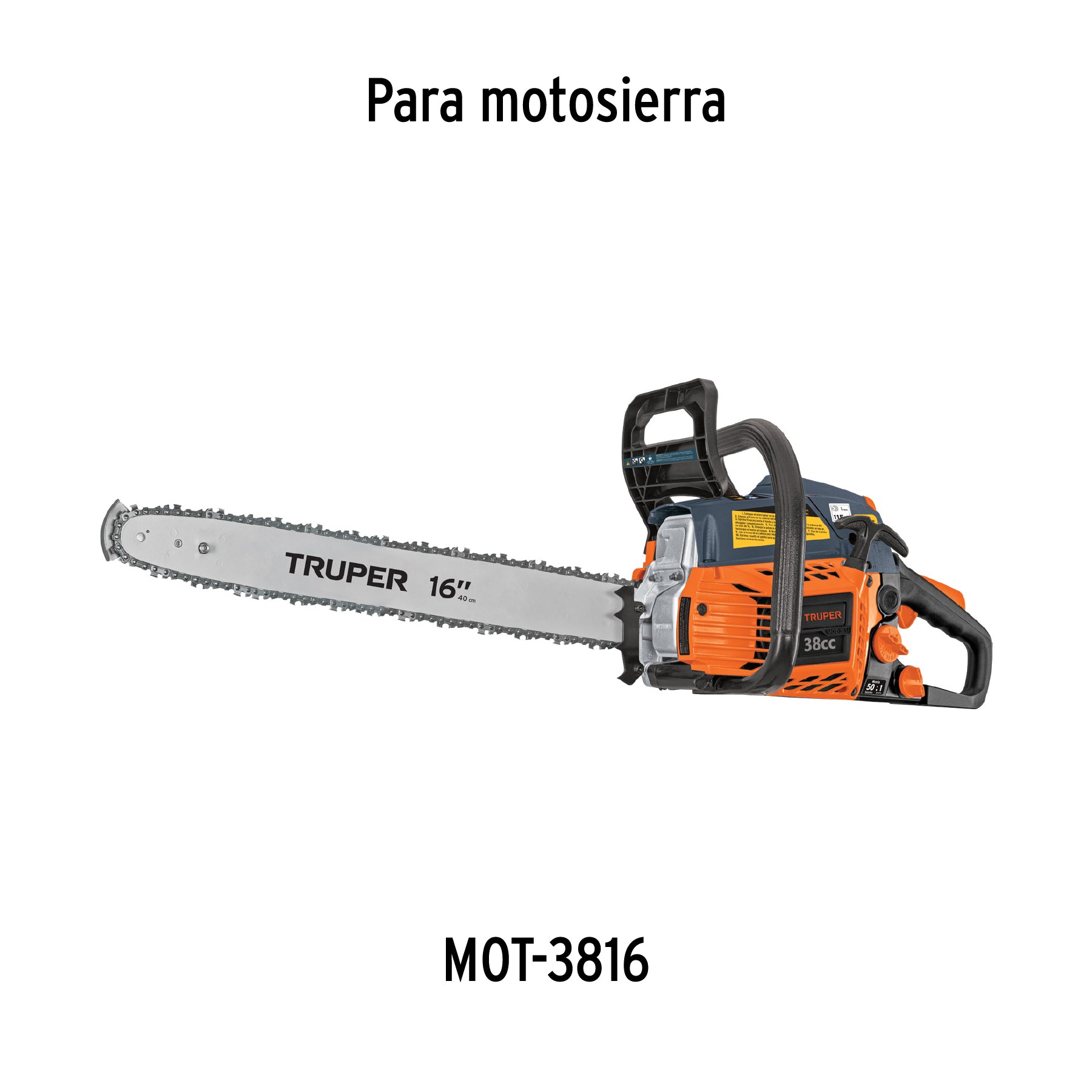 Barra de repuesto 16' p/motosierra a gasolina 38 cc, Truper BAMO-3816 103270 MM00