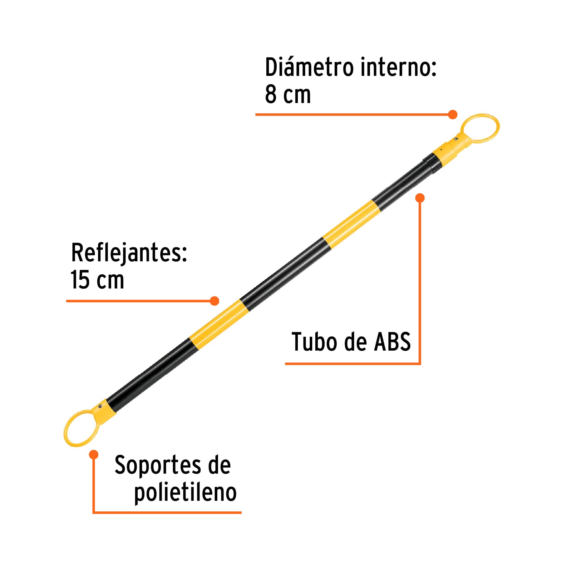 Barra extensible de 1.3 a 2.1 m reflejante para conos BARE-4210 101019 MM00