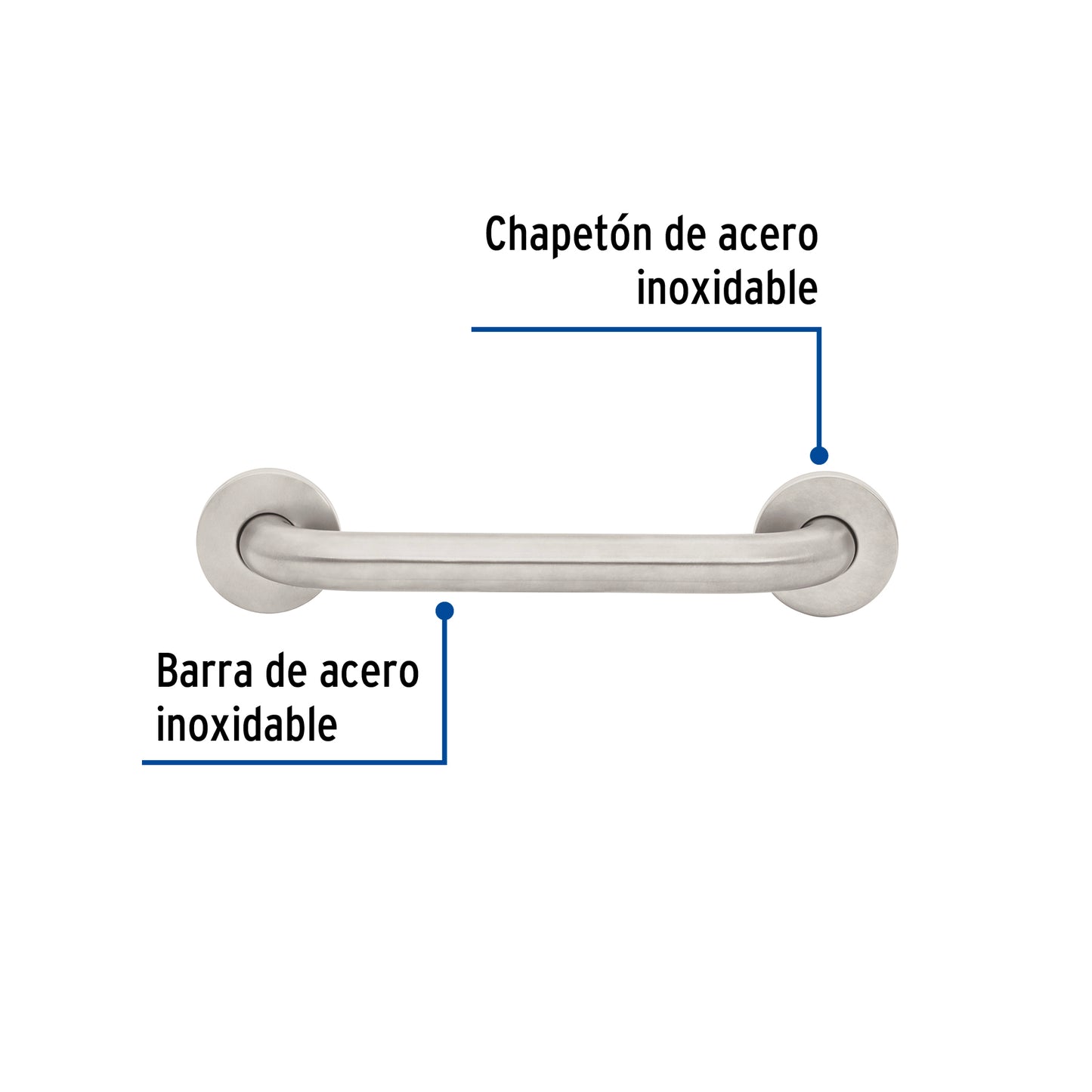 Barra recta de seguridad, acero inox, 1-1/4' x 30cm, Foset BARS-30 46882 MM00