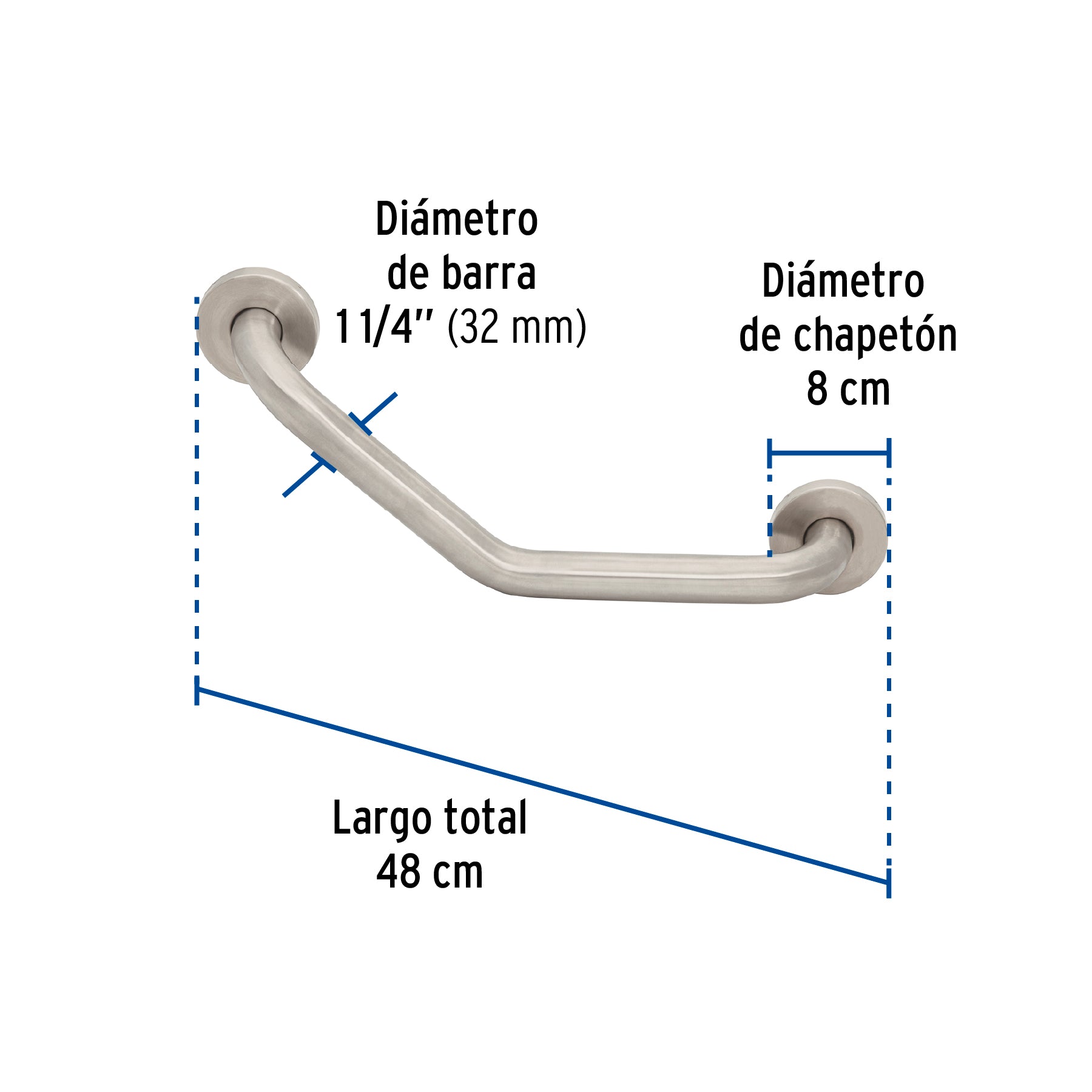 Barra angular de seguridad, acero inox, 1-1/4' x 40cm, Foset BARS-40A 46887 MM00