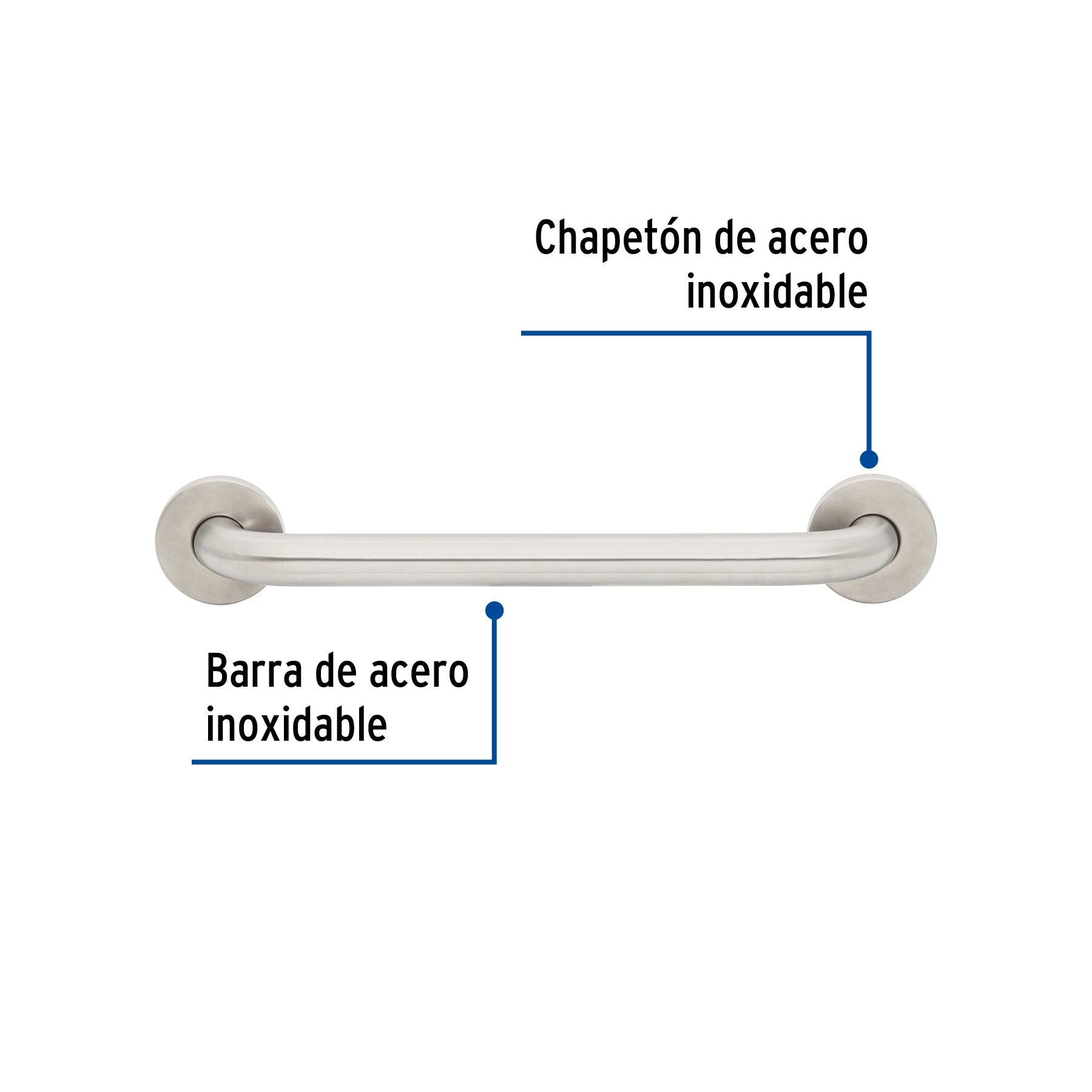 Barra recta de seguridad, acero inox, 1-1/4' x 40cm, Foset BARS-40 46883 MM00