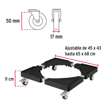 Base universal con ruedas para línea blanca, Fiero BARU-45 49301 MM00