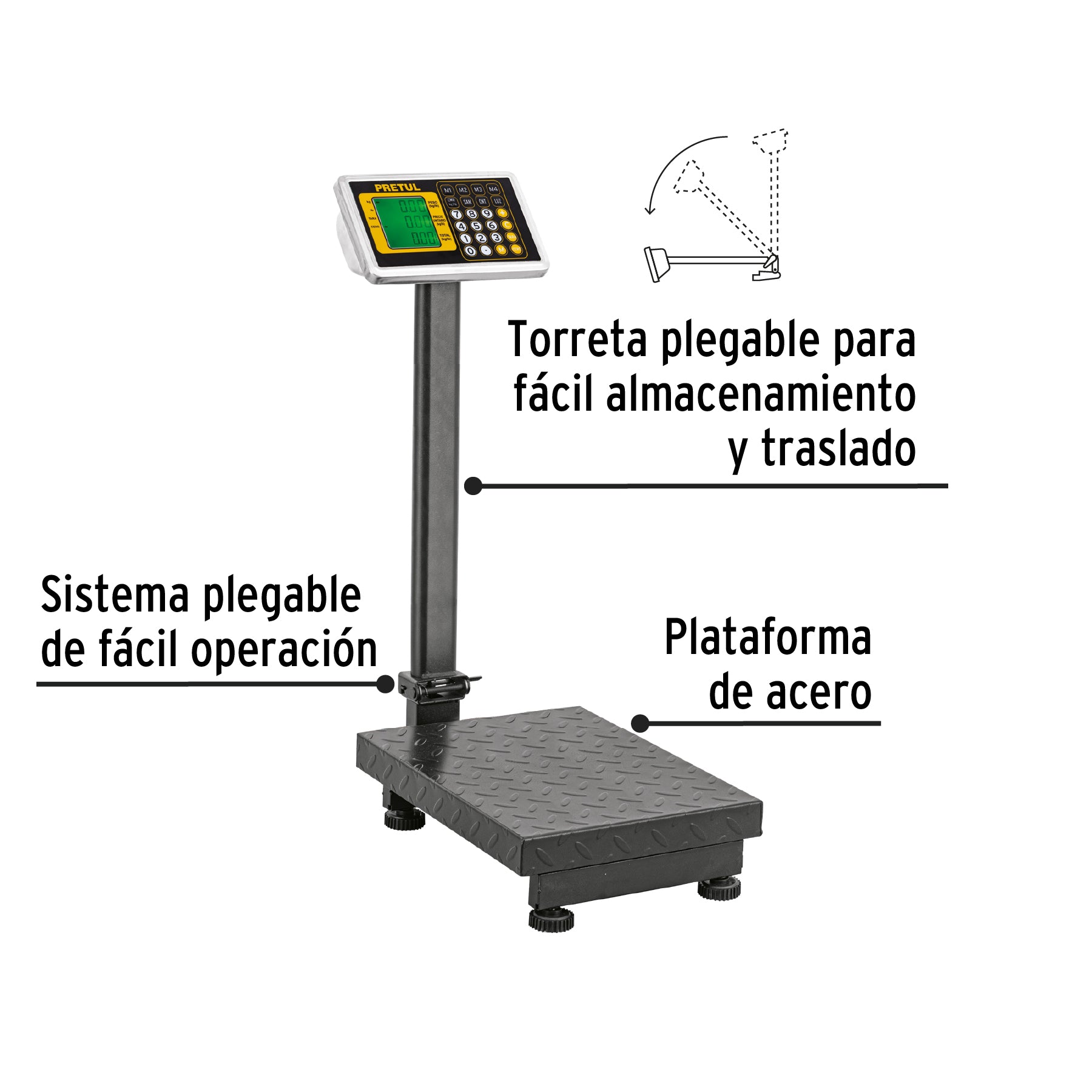 Báscula electrónica de plataforma, plegable, 100 kg. Pretul BAS-100PLAP 28461 MM00