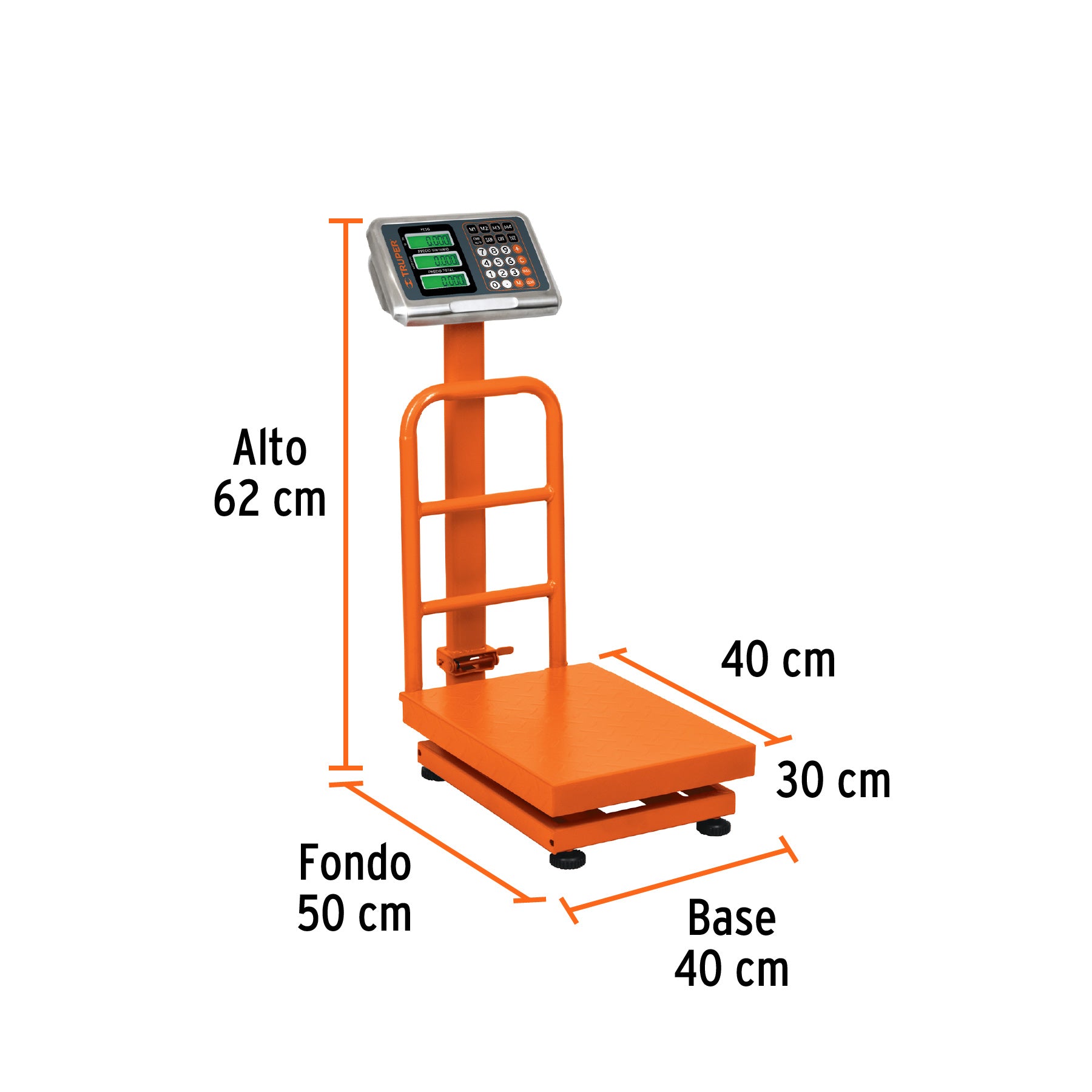 Báscula electrónica de plataforma, plegable, 100 kg, Truper BAS-100PLA 15729 MM00