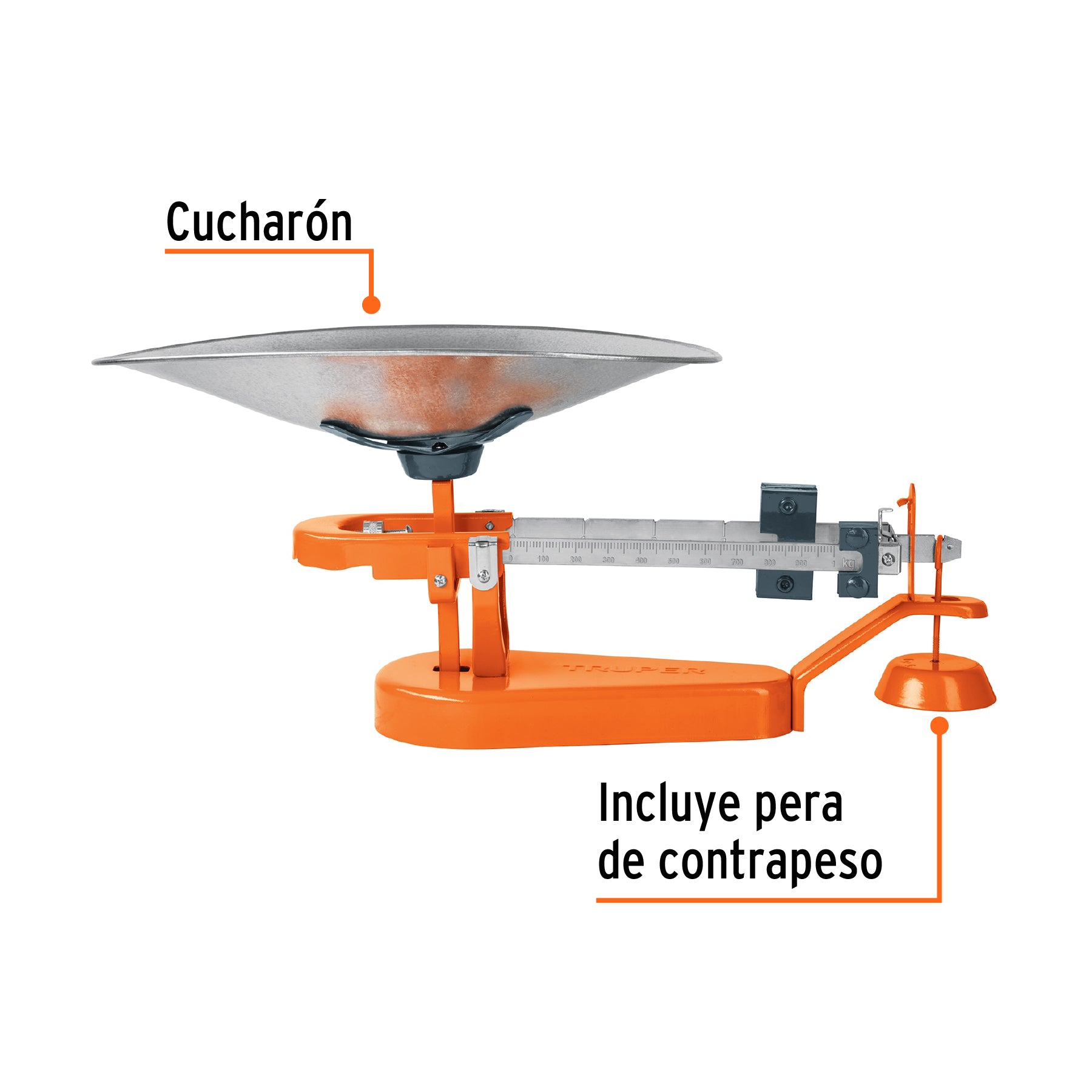 Báscula capacidad 10 kg mecánica con cucharón, Truper BAS-10M 17084 MM2