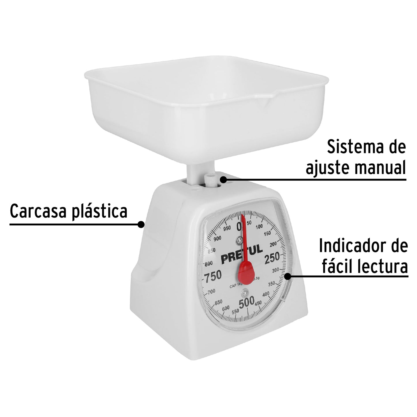 Báscula mecánica para cocina 1 Kg, Pretul BAS-1CP 29970 MM00