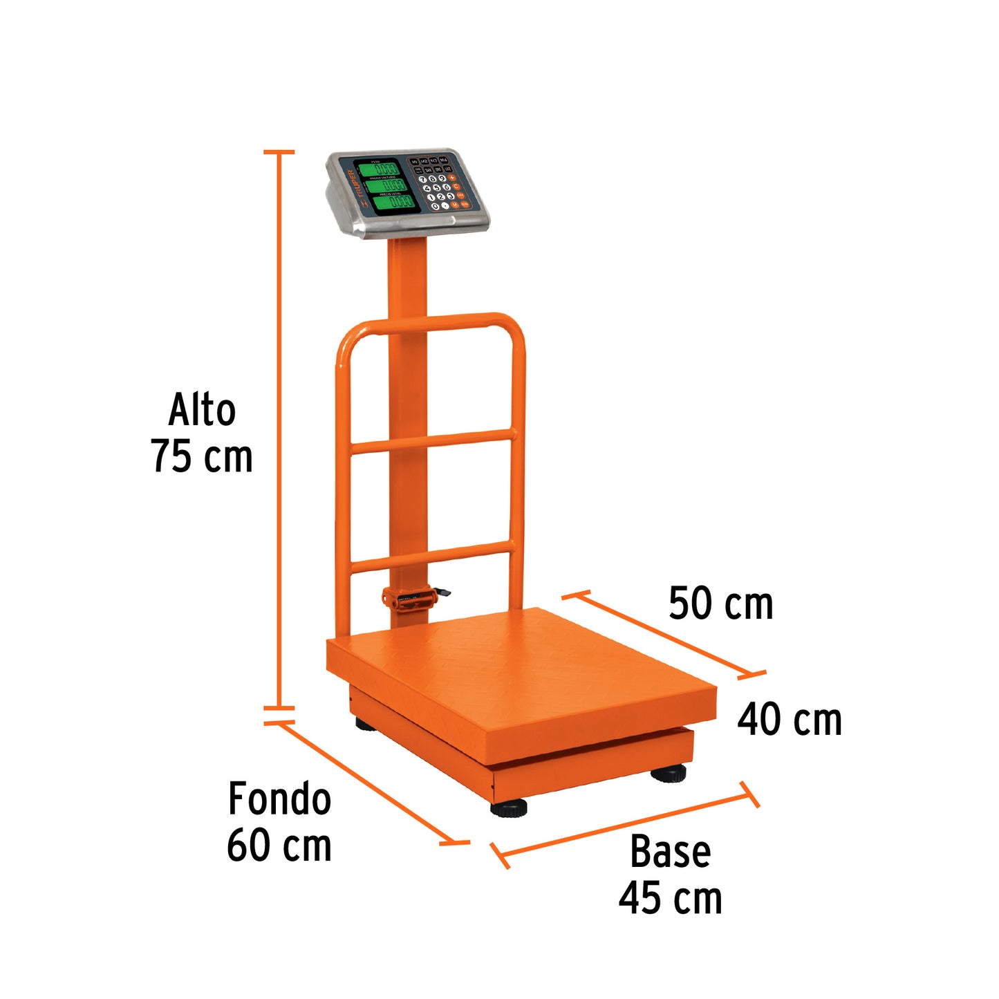 Báscula electrónica de plataforma, plegable, 200 kg, Truper BAS-200PLA 15732 MM00