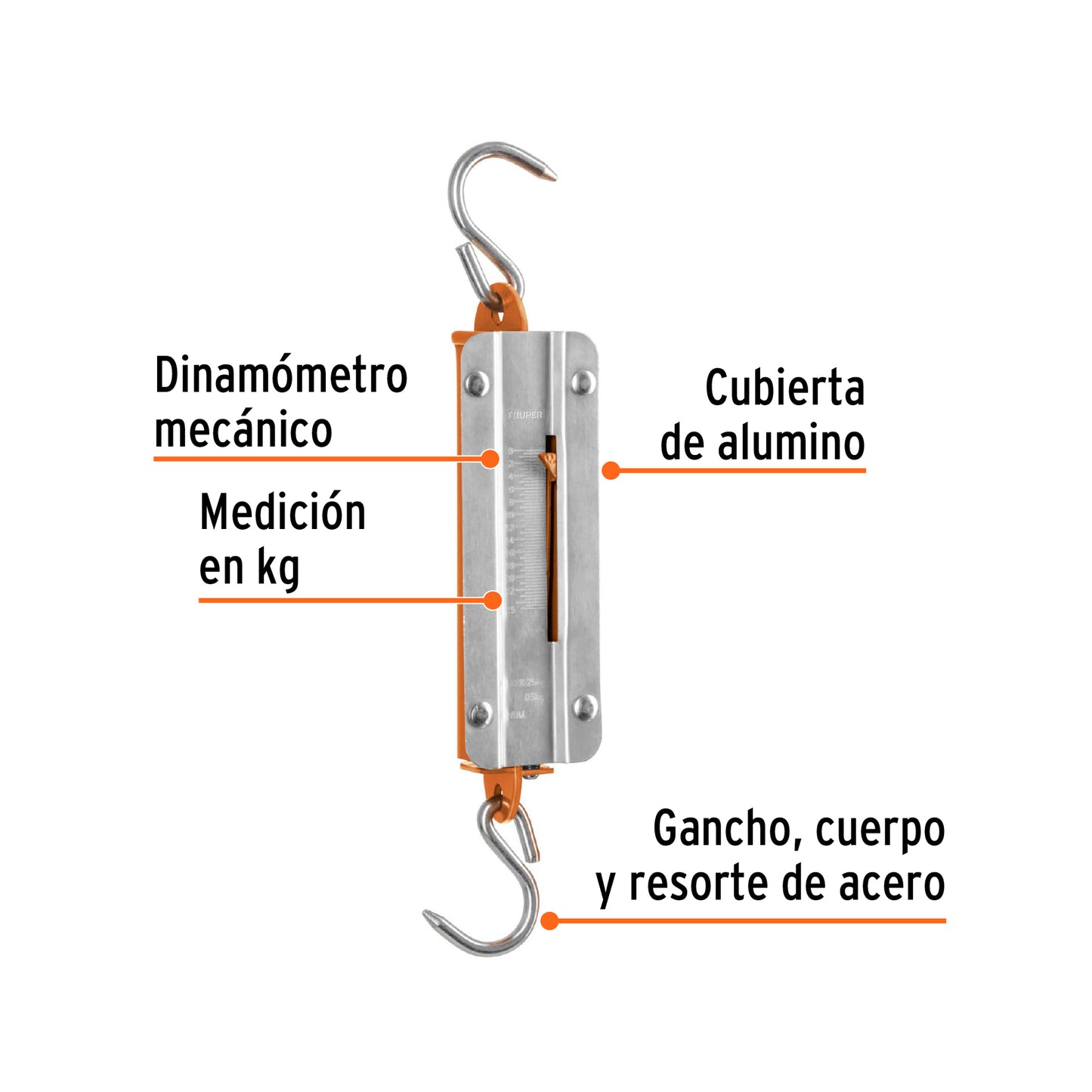 Báscula capacidad 25 kg romana de resorte, Truper BAS-25R 13518 MM00