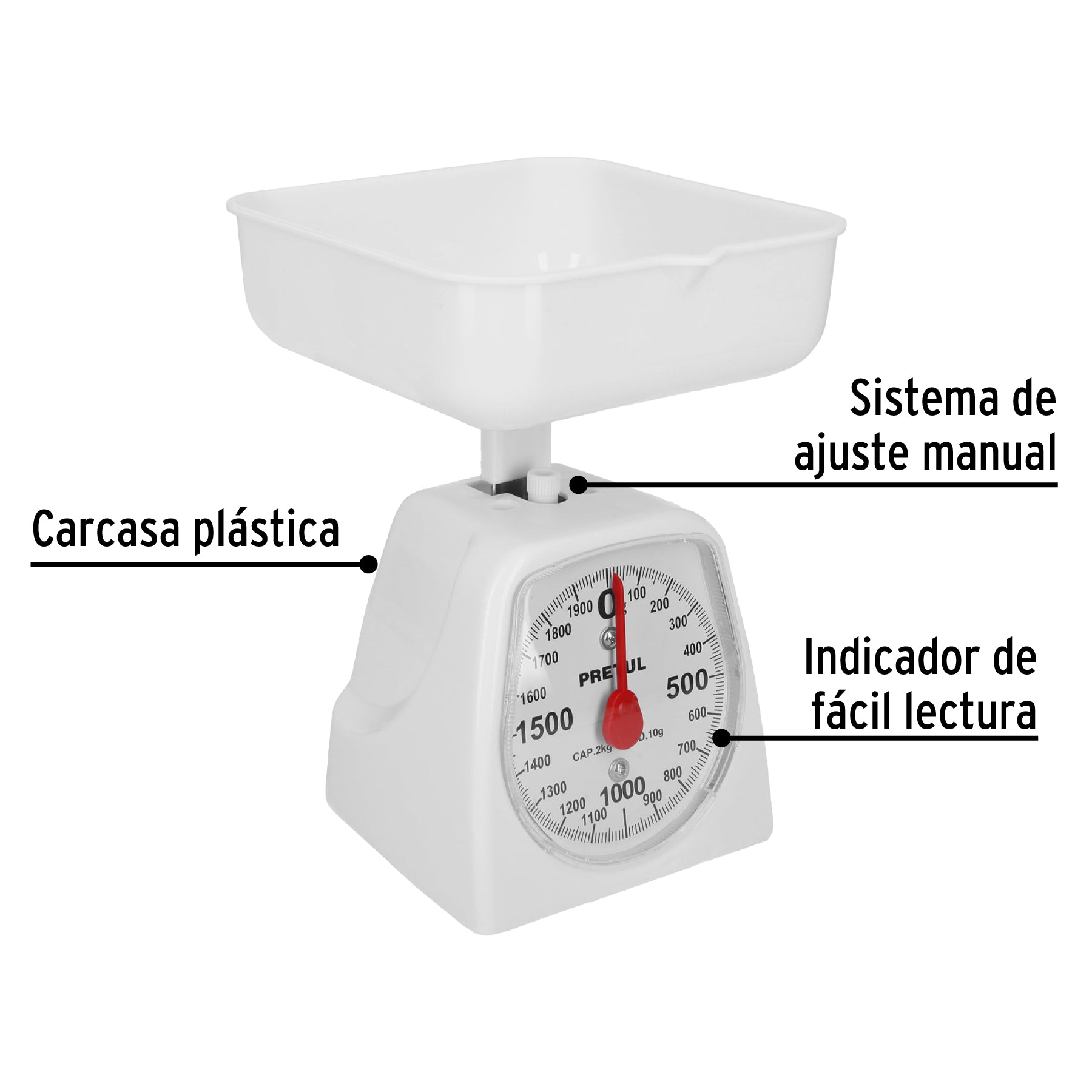 Báscula mecánica para cocina 2 Kg, Pretul BAS-2CP 29971 MM00