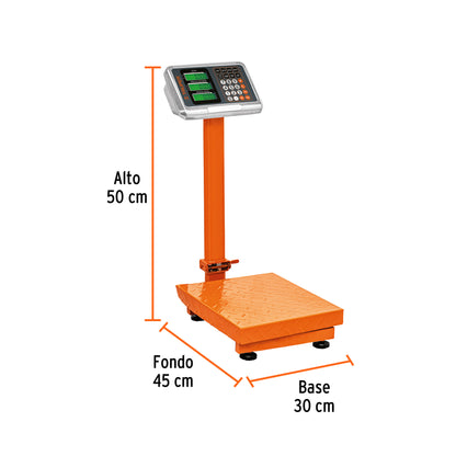 Báscula electrónica de plataforma p/mostrador, 80 kg, Truper BAS-80PLA 103112 MM00