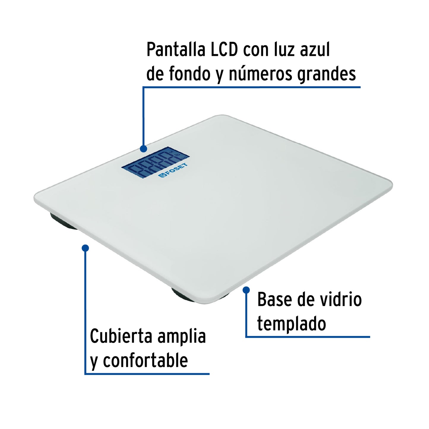 Báscula digital para baño, hasta 180 kg, Foset BASC-180B 49910 MM0