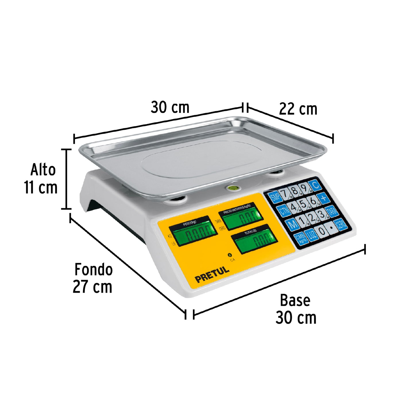 Báscula electrónica multifunciones 30 kg, Pretul BASE-30P 27119 MM0