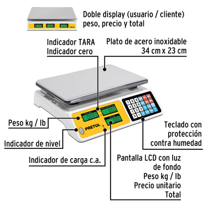 Báscula electrónica multifunciones 40 kg, Pretul BASE-40P 29966 MM0