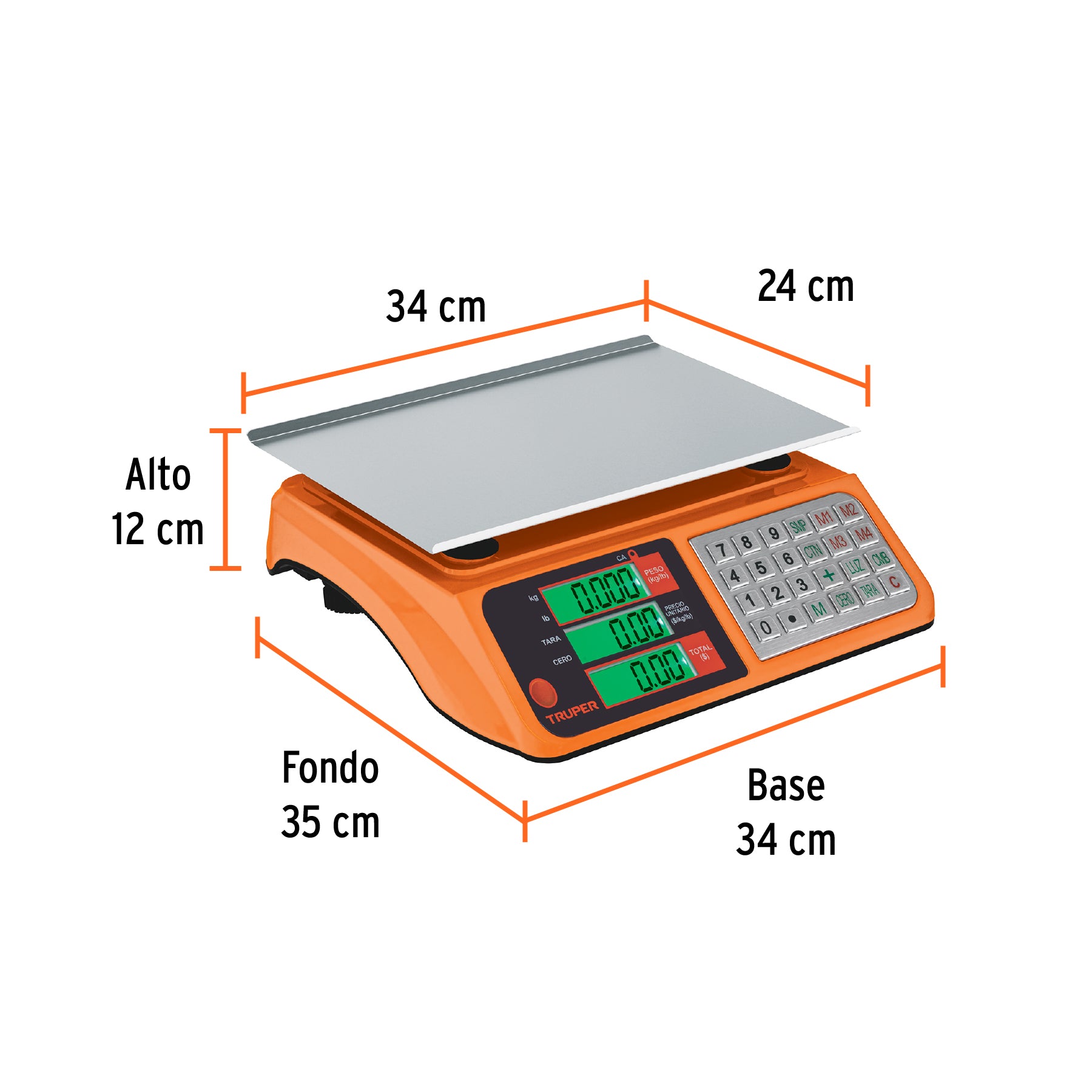 Báscula electrónica multifunciones 40 kg USB, Truper BASE-40U 103131 MM00