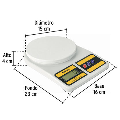 Báscula digital para cocina, plato de poliprop, 5 kg, Pretul BASE-5EPP 28309 MM00